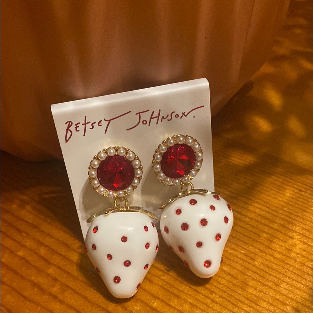 Betsey Johnson Red and White Strawberry Earrings